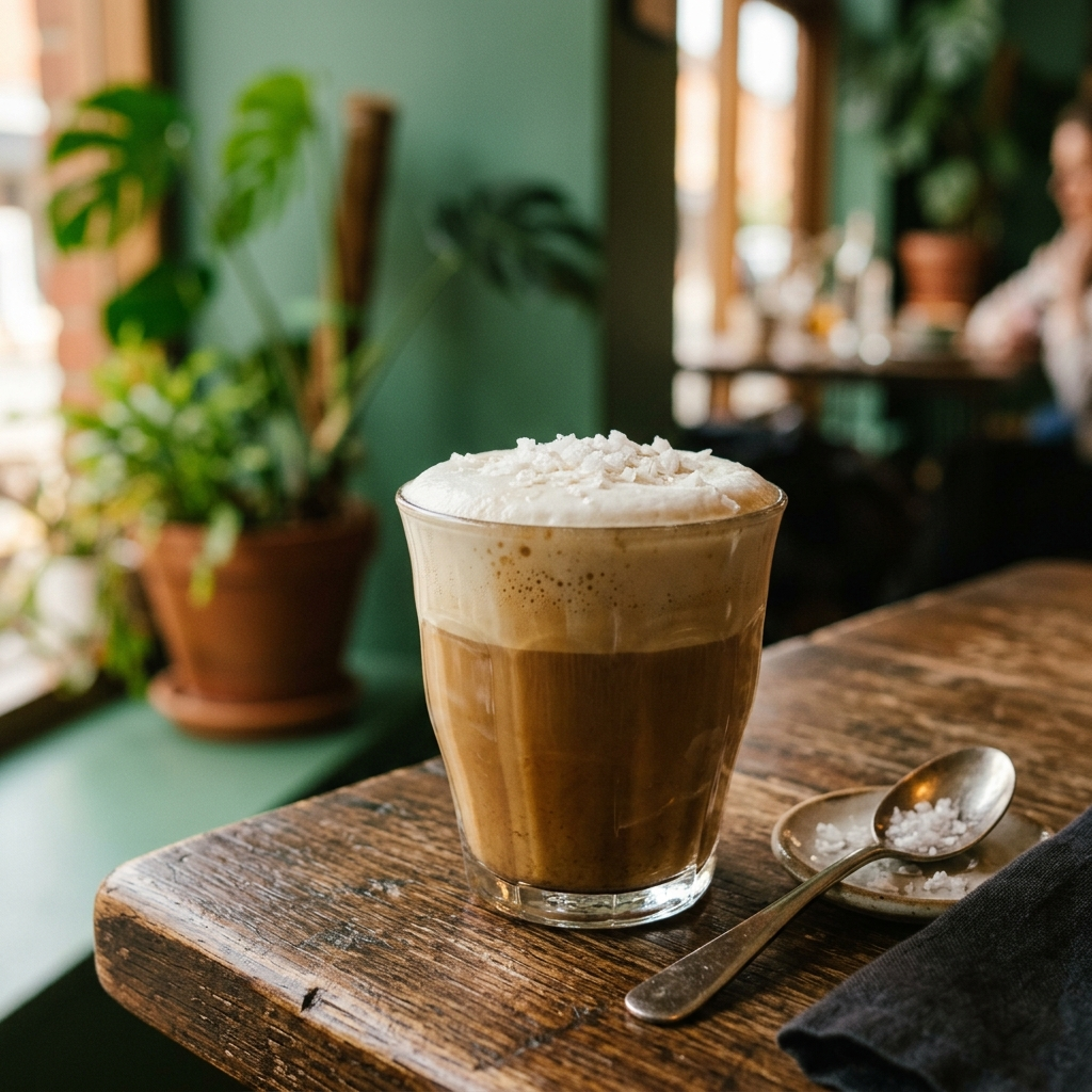 Latte topped with salted cream foam