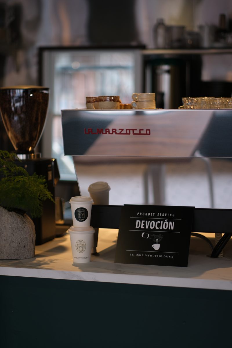 Espresso machine and coffee bar detail at Bukas Cafe